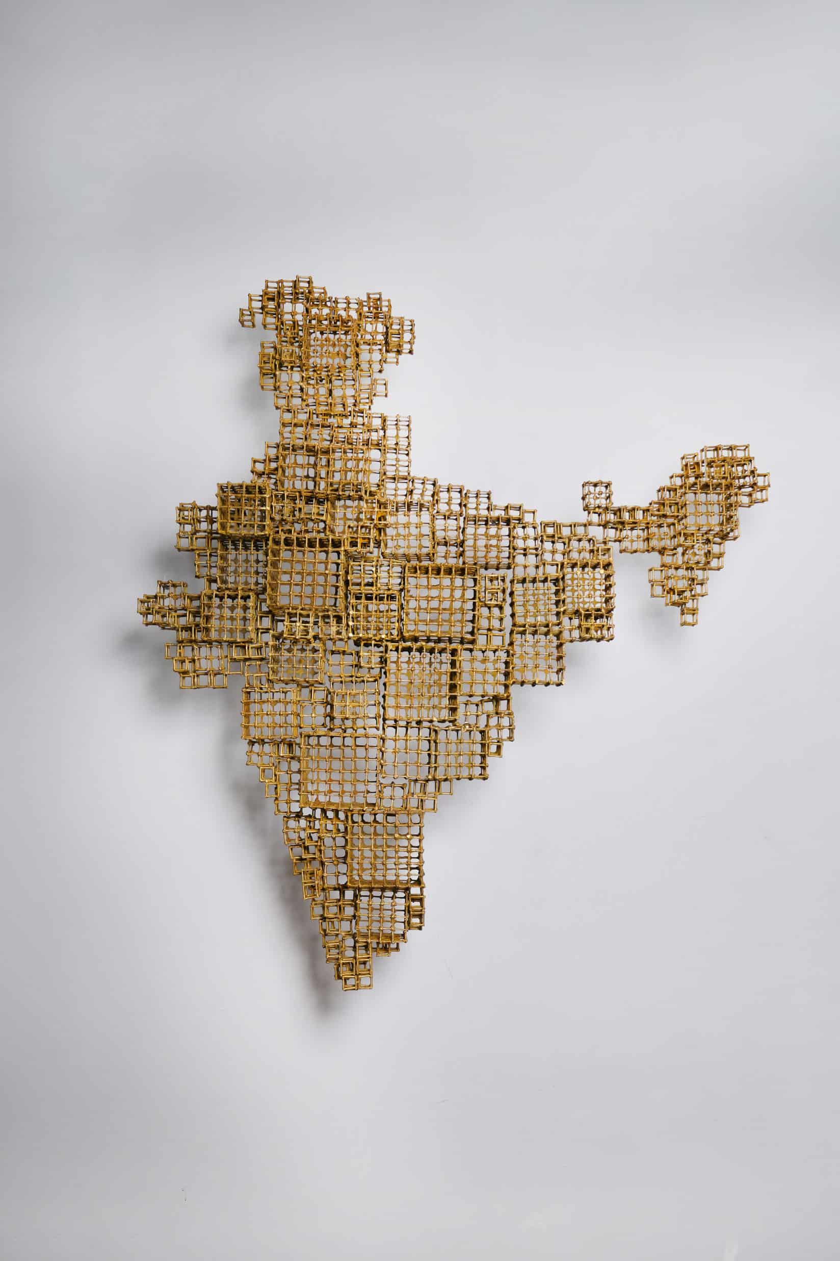 Ashiesh Shah, ‘Svarnbhumi’ 2025. Cast Brass Dhokra Cubes. Photography credit: Ashish Sahi. Courtesy: Asheish Shah