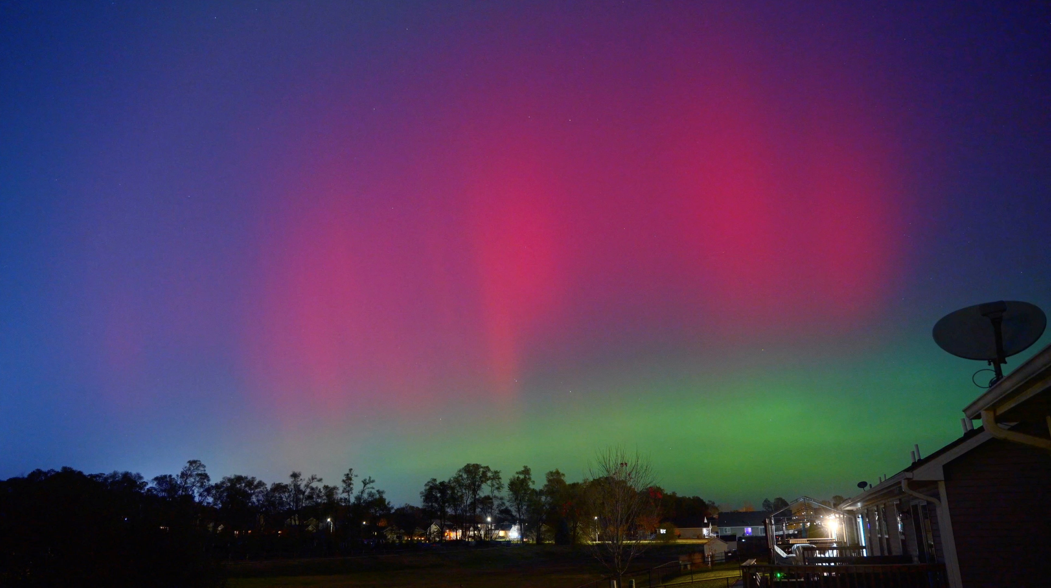 Northern Lights illuminate the night sky in Johnston, Iowa, US, on Tuesday. Brian Owens/via Reuters