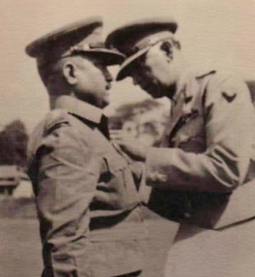 General Kodendera Subayya Thimayya, the Chief of Indian Army, decorating Lt Col Kaman Singh with MVC at Shillong.