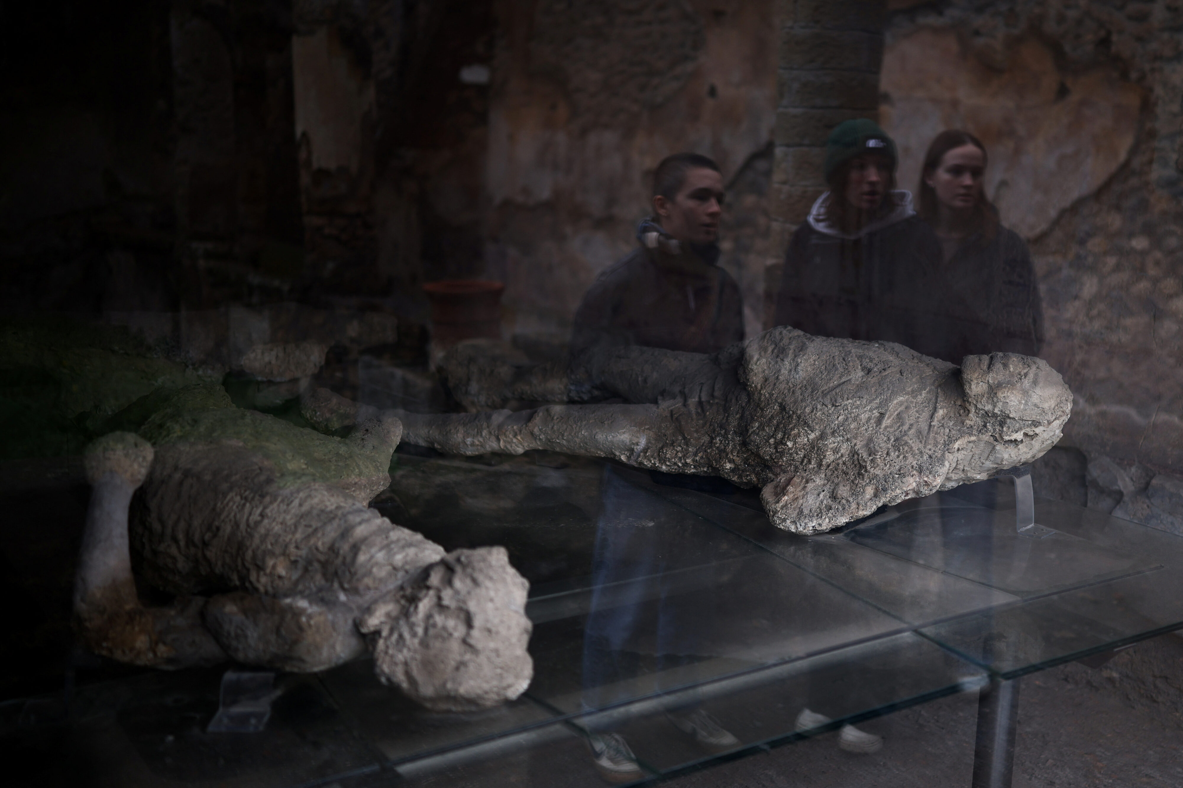 Tourists look at the casts of victims of the eruption of Mount Vesuvius, which destroyed the Roman city of Pompeii in 79 AD. Reuters