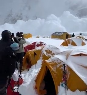 Caught on camera: Moment avalanche strikes Mount Everest Base Camp in Tibet