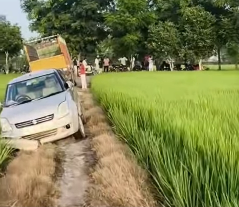 Thieves caught after car, truck get stuck in paddy field in Punjab’s Moga
