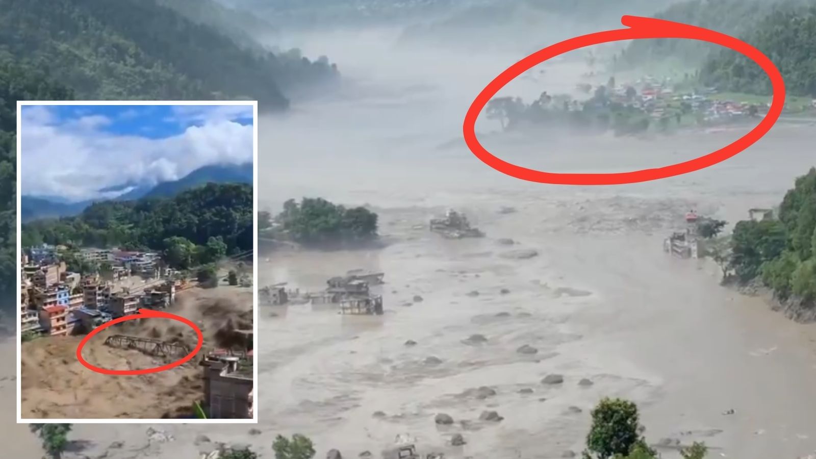 Nepal flash floods: Chilling videos show gushing waters from Tibet side sweeping away villages, hydropower projects, bridges