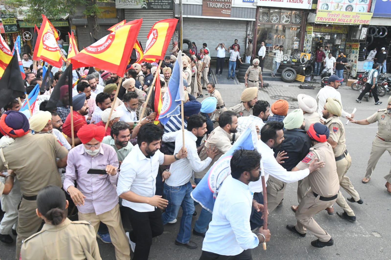 Police resort to mild lathicharge after protesters break barricades near CM’s Bathinda event