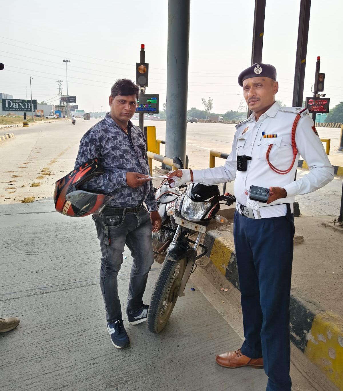 Motorcycle with 21 pending challans worth Rs 1.25 lakh impounded in Gurugram
