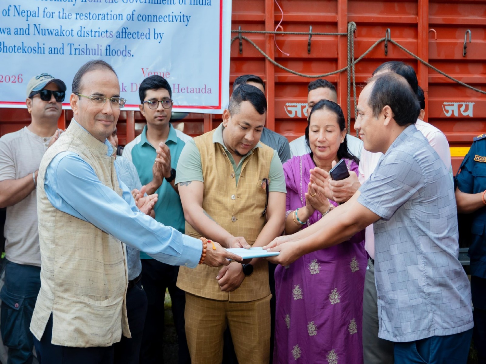 India hands over first components of 70-metre “Bailey Bridge” to Nepal for flood-hit areas