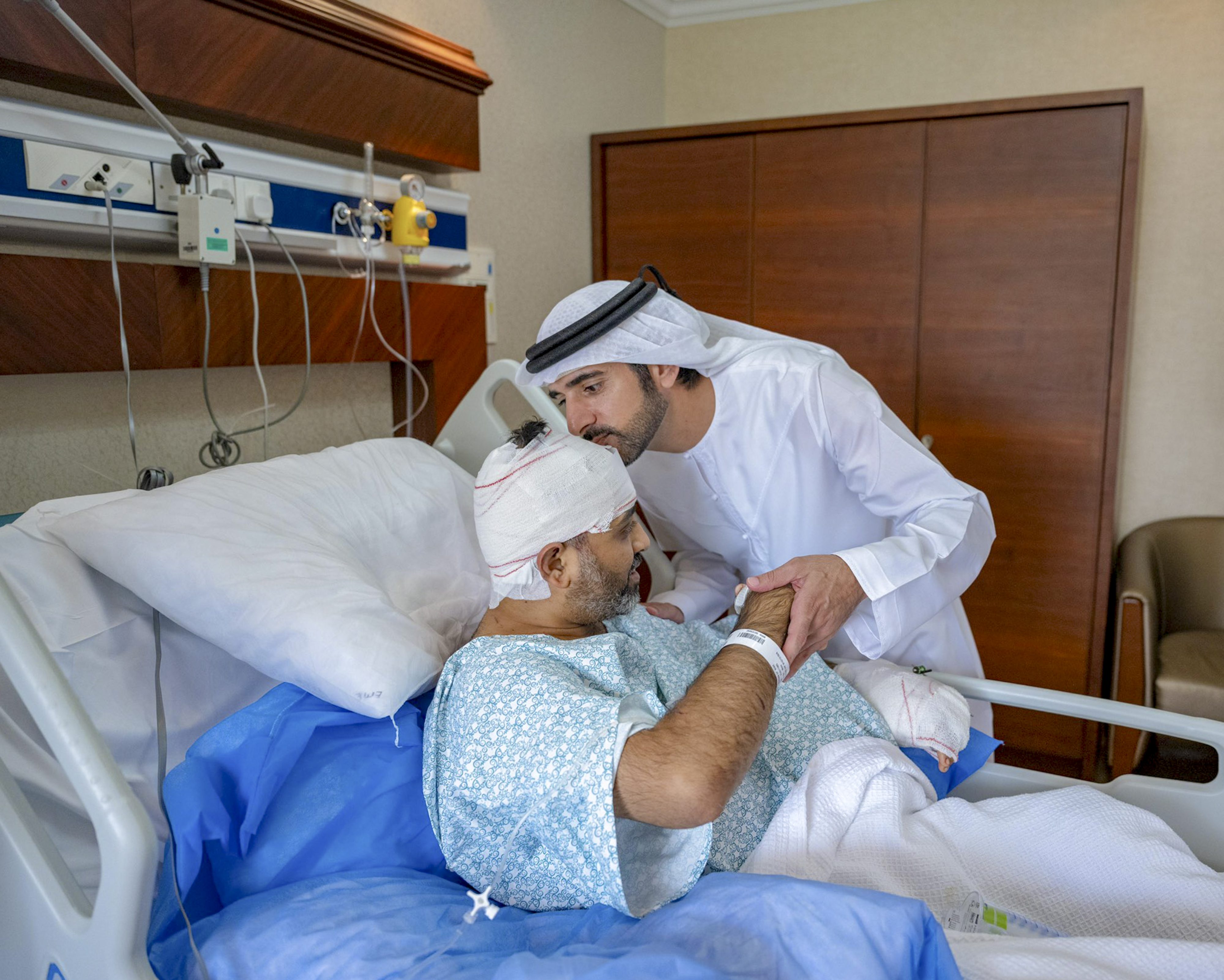Dubai Crown Prince Hamdan Visits Injured Indian Pilot Machchhar in Hospital