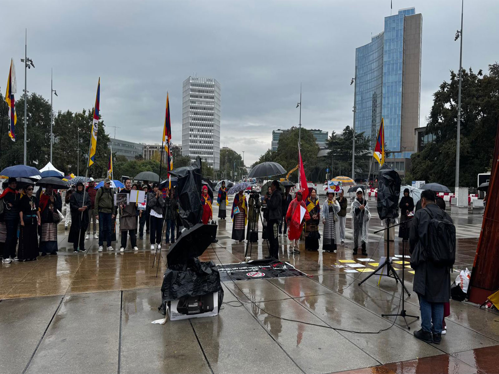Tibetan activists protest China’s ethnic unity law outside UN in Geneva