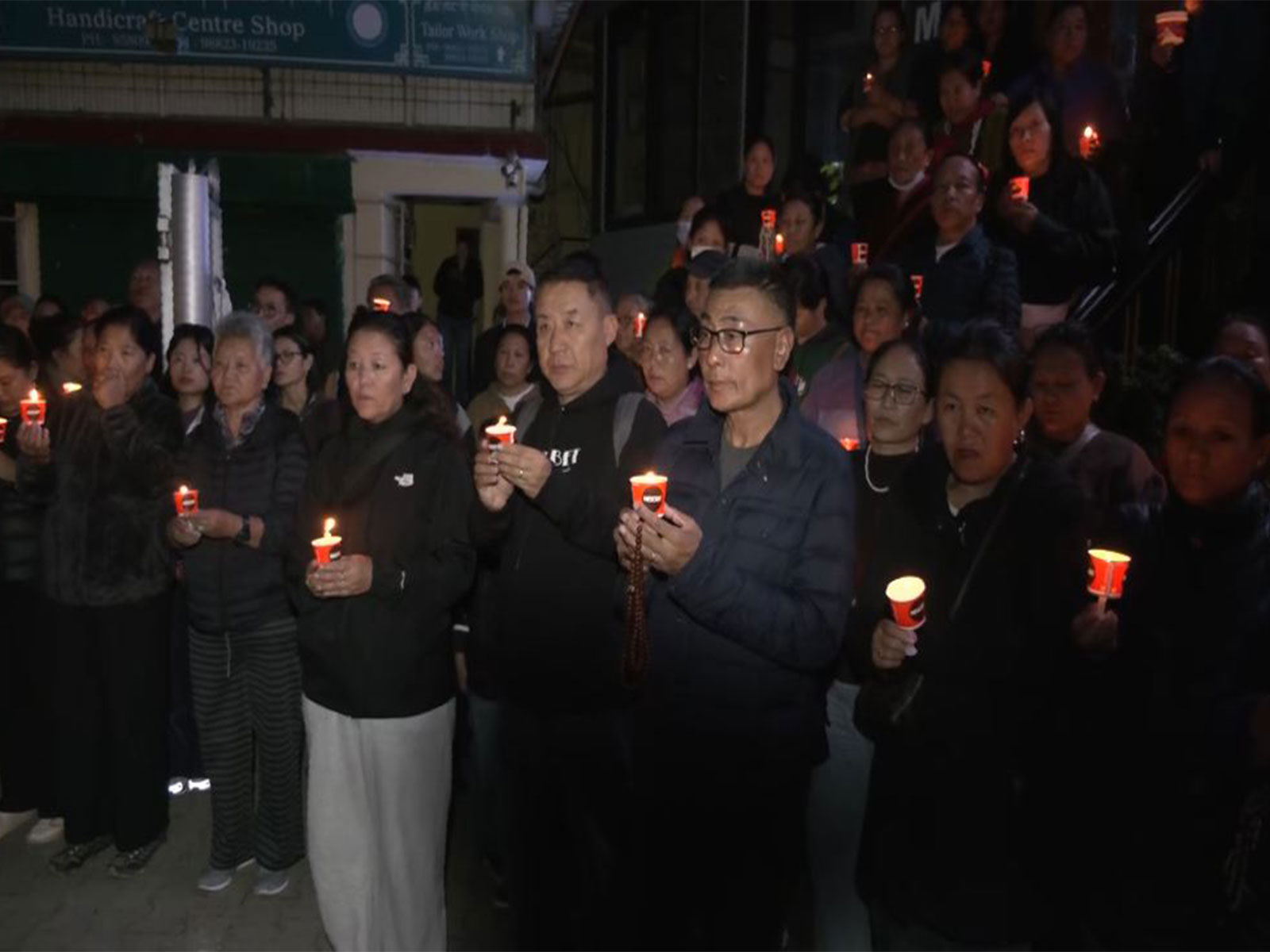 Tibetans hold candlelight vigil in Dharamshala for earthquake victims in Nakchu